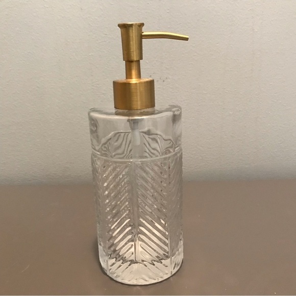 Clear Glass Lotion Dispenser with Gold Pump - Picture 2 of 2
